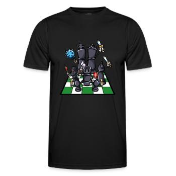 Chess Board Chess Pieces Fighter Chess - Men's Functional T-Shirt - black - Front - AI Model Male 178 dark (178cm)