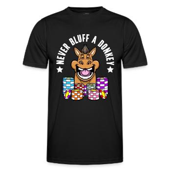 Poker Player Gambling Never Bluff A Donkey Poker - Men's Functional T-Shirt - black - Front - AI Model Male 178 dark (178cm)