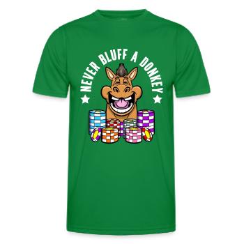 Poker Player Gambling Never Bluff A Donkey Poker - Men's Functional T-Shirt - kelly green - Front - AI Model Male 178 dark (178cm)
