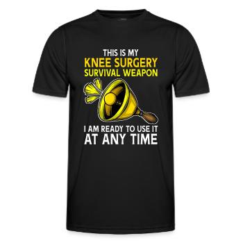 Chirurgie du genou Arme de survie Abeille Récupération du genou - T-shirt sport Homme - noir - Devant - AI Model Male 178 dark (178cm)