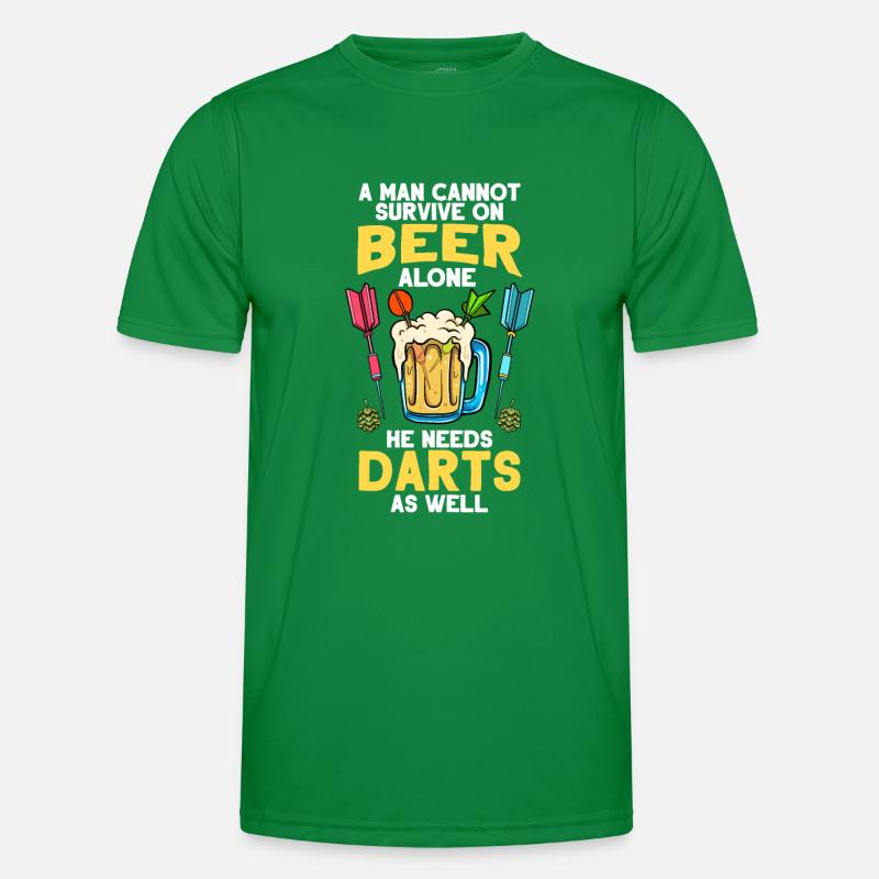 Dart Dartboard A Man Cannot Survive On Beer Darts Men's Functional T-Shirt