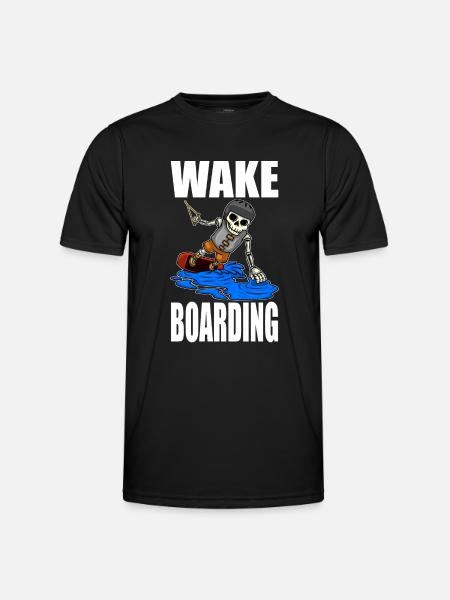 Wakeboarder Skeleton On The Wakeboarding - Men's Functional T-Shirt - black