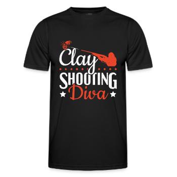Clay Shooting Diva Clay Skeet Shooting - Männer Funktions-T-Shirt - Schwarz - Vorne - AI Model Male 178 dark (178cm)