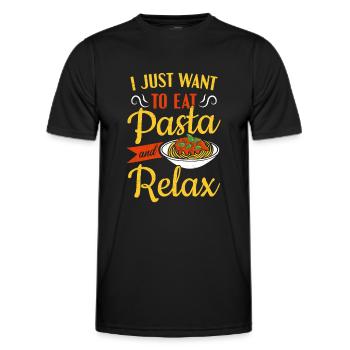 Ich möchte nur Pasta essen und Pasta entspannen - Männer Funktions-T-Shirt - Schwarz - Vorne - AI Model Male 178 dark (178cm)