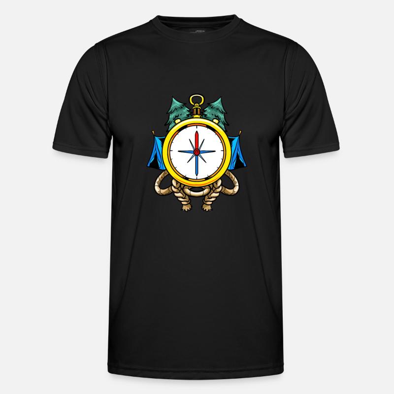 Compass Camp Campingplatz Camper Camping - Männer Funktions-T-Shirt - Schwarz