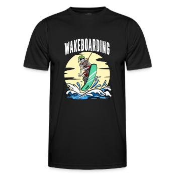 Wakeboarding Skeleton Wakeboarder Wakeboard - Men's Functional T-Shirt - black - Front - AI Model Male 178 dark (178cm)