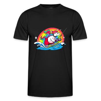 Wakeboarding Unicorn Wakeboarder Wakeboard - Men's Functional T-Shirt - black - Front - AI Model Male 178 dark (178cm)