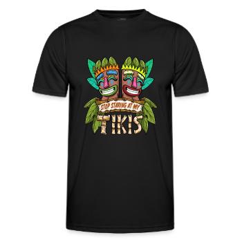 Tiki Head Stop Starimg At My Tikis Hawaii Luau - Men's Functional T-Shirt - black - Front - AI Model Male 178 dark (178cm)