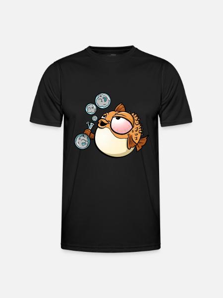 Weed Smoking Puffer Fish - Men's Functional T-Shirt - black