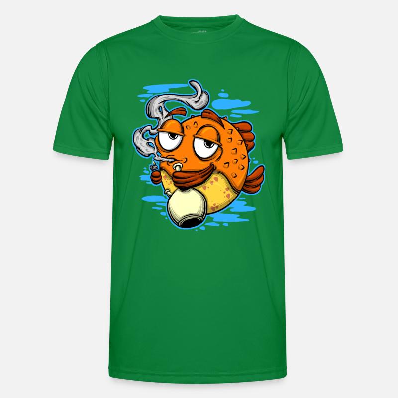Unkraut rauchender Kugelfisch Männer Funktions-T-Shirt