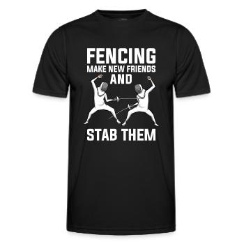 Fechten finden neue Freunde und stechen sie Fechter - Männer Funktions-T-Shirt - Schwarz - Vorne - AI Model Male 178 dark (178cm)