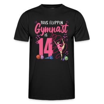 This Flipping Gymnast Is 14 Gymnast Birthday - Men's Functional T-Shirt - black - Front - AI Model Male 178 dark (178cm)