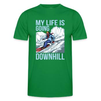 Ski My Life Is Going Downhill Snow Skiing - Männer Funktions-T-Shirt - Kelly Green - Vorne - AI Model Male 178 dark (178cm)