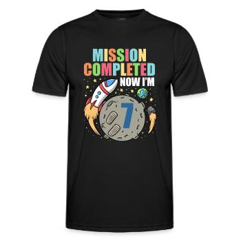 Space Birthday 7 Astronaut Planeten Raketenschiff - Männer Funktions-T-Shirt - Schwarz - Vorne - AI Model Male 178 dark (178cm)