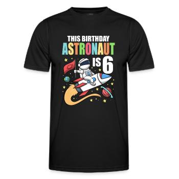 Space Birthday 6 Astronaut Planeten Raketenschiff - Männer Funktions-T-Shirt - Schwarz - Vorne - AI Model Male 178 dark (178cm)