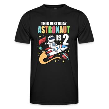Space Birthday 2 Astronaut Planeten Raketenschiff - Männer Funktions-T-Shirt - Schwarz - Vorne - AI Model Male 178 dark (178cm)
