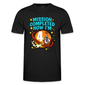Space Birthday 4 Astronaut Planeten Raketenschiff - Männer Funktions-T-Shirt - Schwarz - Vorne - AI Model Male 178 dark (178cm)