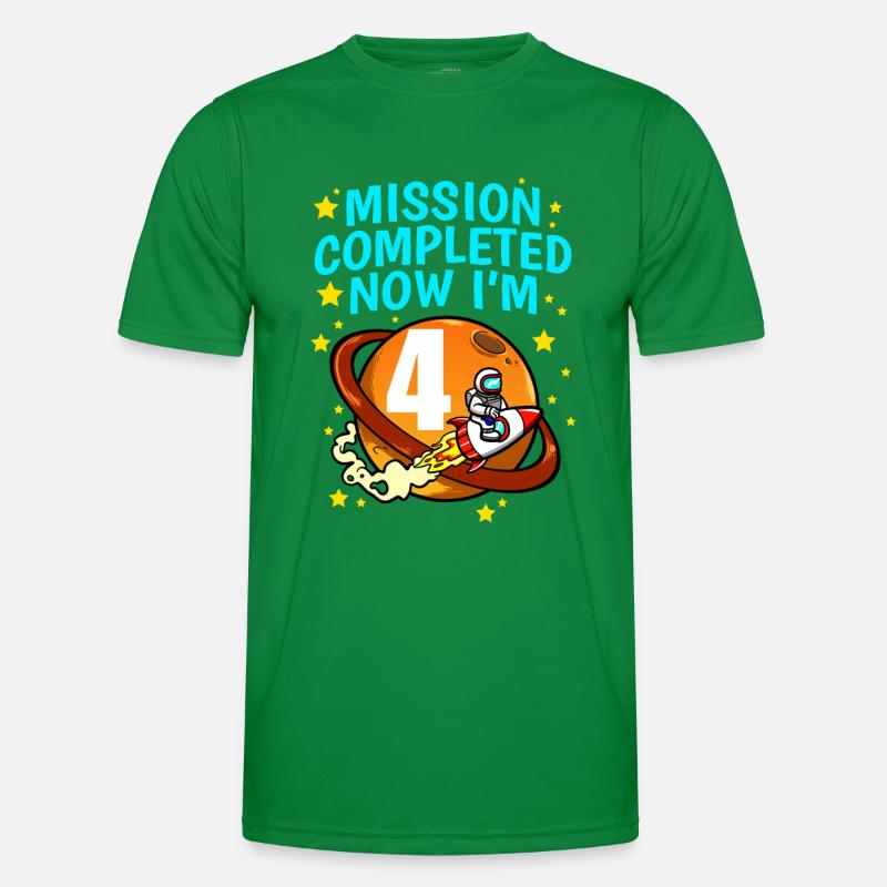 Space Birthday 4 Astronaut Planeten Raketenschiff Männer Funktions-T-Shirt
