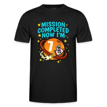 Space Birthday 7 Astronaut Planeten Raketenschiff - Männer Funktions-T-Shirt - Schwarz - Vorne - AI Model Male 178 dark (178cm)