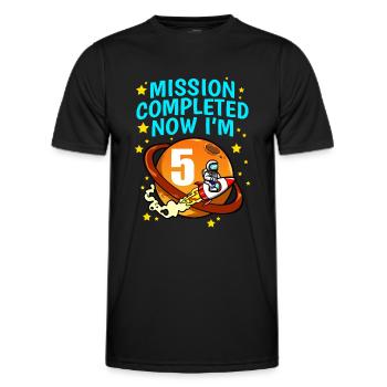 Space Birthday 5 Astronaut Planeten Raketenschiff - Männer Funktions-T-Shirt - Schwarz - Vorne - AI Model Male 178 dark (178cm)