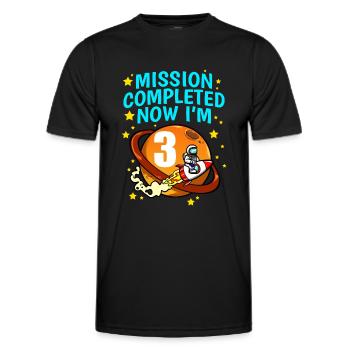 Space Birthday 3 Astronaut Planeten Raketenschiff - Männer Funktions-T-Shirt - Schwarz - Vorne - AI Model Male 178 dark (178cm)