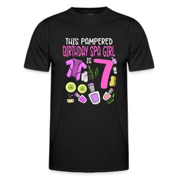 Spa Anniversaire pour les filles 7ème fête d’anniversaire Spa - T-shirt sport Homme - noir - Devant - AI Model Male 178 dark (178cm)