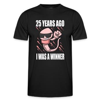 Mann Sperma Geburtstag 25 Jahre alt - Männer Funktions-T-Shirt - Schwarz - Vorne - AI Model Male 178 dark (178cm)