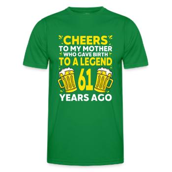 Männer Bier Geburtstag Lustiger 61 Jahre alter Bierliebhaber - Männer Funktions-T-Shirt - Kelly Green - Vorne - AI Model Male 178 dark (178cm)