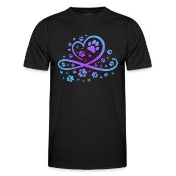 Herz mit Pfötchen und Sternen - Männer Funktions-T-Shirt - Schwarz - Vorne - AI Model Male 178 dark (178cm)