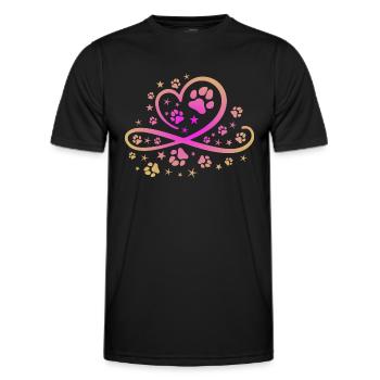 Herz mit Pfötchen und Sternen - Männer Funktions-T-Shirt - Schwarz - Vorne - AI Model Male 178 dark (178cm)