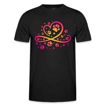 Herz mit Pfötchen und Sternen - Männer Funktions-T-Shirt - Schwarz - Vorne - AI Model Male 178 dark (178cm)