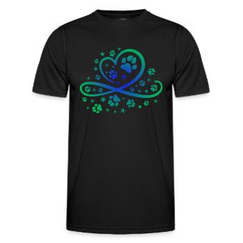 Herz mit Pfötchen und Sternen - Männer Funktions-T-Shirt - Schwarz - Vorne - AI Model Male 178 dark (178cm)