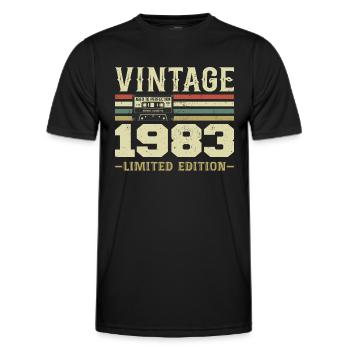 Jahrgang 1983 Retro 1983 Geburtstagsgeschenk - Männer Funktions-T-Shirt - Schwarz - Vorne - AI Model Male 178 dark (178cm)