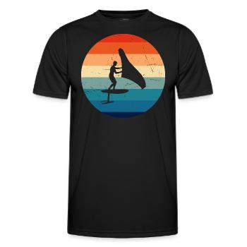 wingfoil foilwing Damen wingsurf wingsurfen - Männer Funktions-T-Shirt - Schwarz - Vorne - AI Model Male 178 dark (178cm)