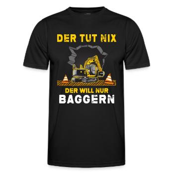excavator excavator driver excavator bucket construction site - Men's Functional T-Shirt - black - Front - AI Model Male 178 dark (178cm)