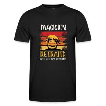 magicien retraité - T-shirt sport Homme - noir - Devant - AI Model Male 178 dark (178cm)