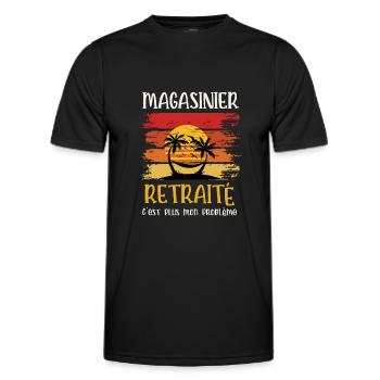 magasinier retraité - T-shirt sport Homme - noir - Devant - AI Model Male 178 dark (178cm)