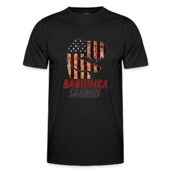 Patriotic Babushka Dinosaur - Men's Functional T-Shirt - black - Front - AI Model Male 178 dark (178cm)