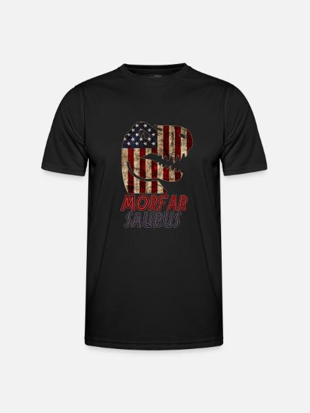 Patriotic Morfar Dinosaur - Männer Funktions-T-Shirt - Schwarz