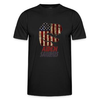 Patriotic Aiden Dinosaur Aidensaurus - Männer Funktions-T-Shirt - Schwarz - Vorne - AI Model Male 178 dark (178cm)