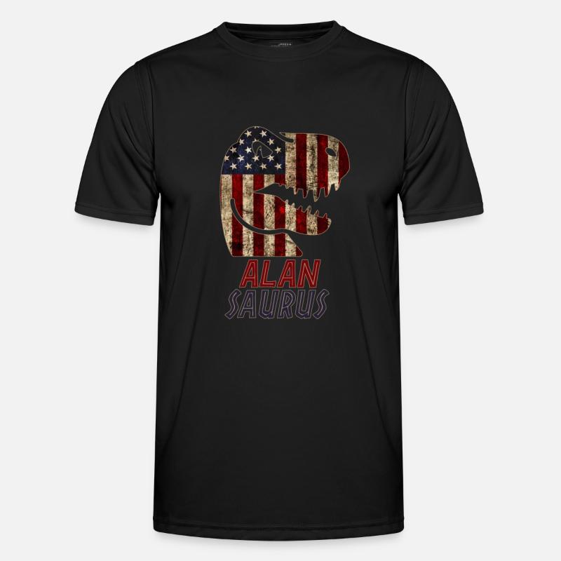 Patriotic Alan Dinosaur Alansaurus - Männer Funktions-T-Shirt - Schwarz