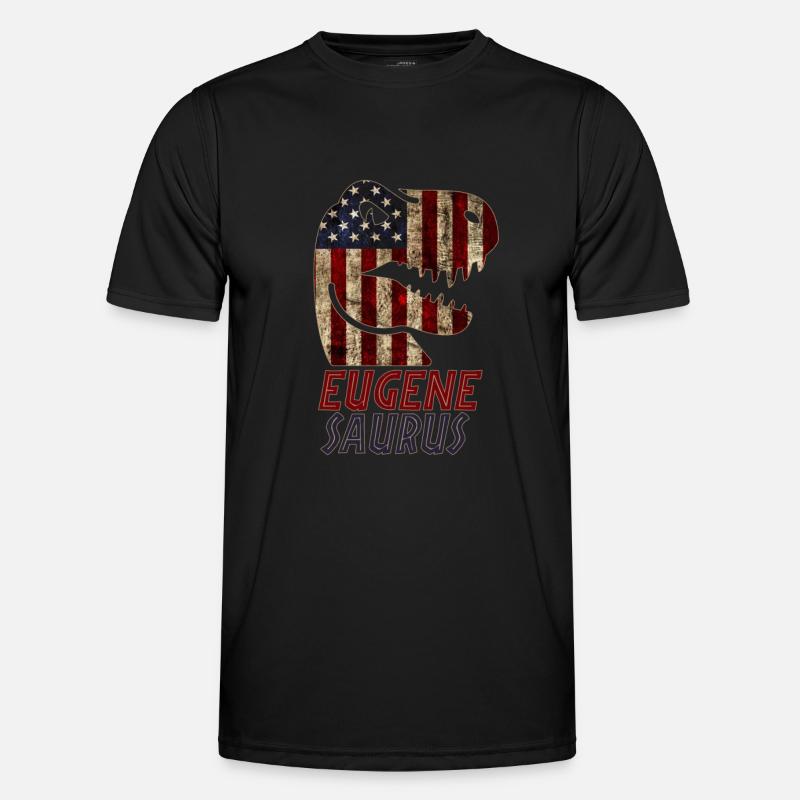 Patriotic Eugene Dinosaur Eugenesaurus - Männer Funktions-T-Shirt - Schwarz
