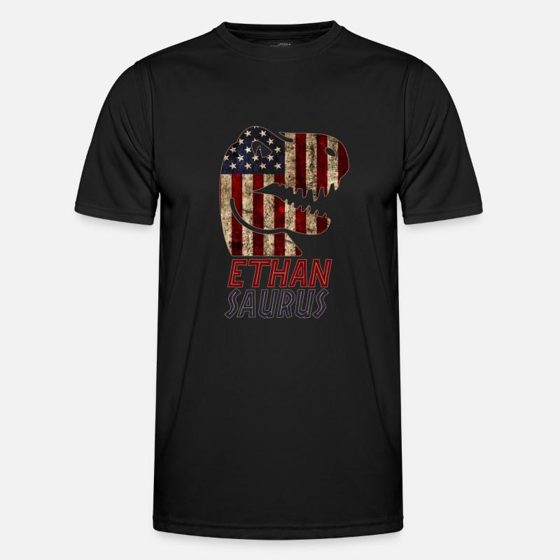 Patriotic Ethan Dinosaur Ethansaurus - Men's Functional T-Shirt - black