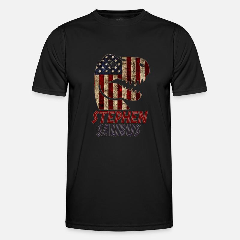 Patriotic Stephen Dinosaur Stephensaurus - Männer Funktions-T-Shirt - Schwarz