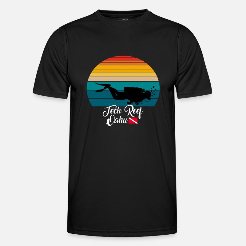 Tech Reef Oahu Diving - Männer Funktions-T-Shirt - Schwarz