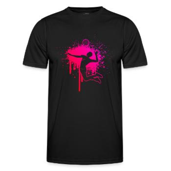 Men's Beach Volley Volley Women's Volleyball Player - Men's Functional T-Shirt - black - Front - AI Model Male 178 dark (178cm)