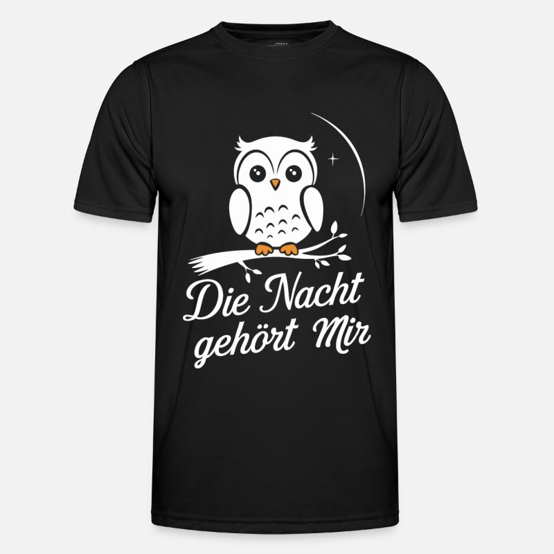 Nachteule Eule Eulen Vogel - Männer Funktions-T-Shirt - Schwarz