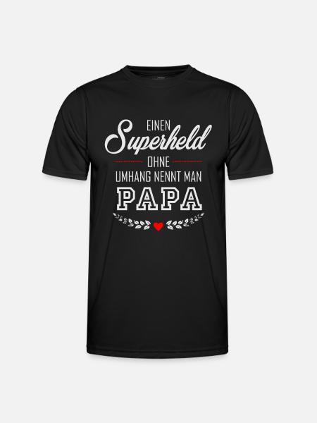 Superheld Papa - Männer Funktions-T-Shirt - Schwarz