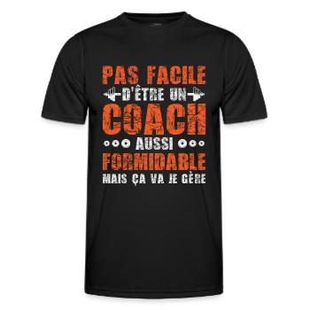 pas facile d'étre un coach,coach,coaching,muscu - T-shirt sport Homme - noir - Devant - AI Model Male 178 dark (178cm)
