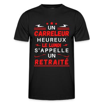 un carreleur heureux le lundi s'appelle retraité - T-shirt sport Homme - noir - Devant - AI Model Male 178 dark (178cm)